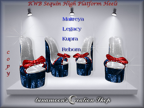 Second Life Marketplace - RWB SEQUIN HIGH PLATFORM HEELS